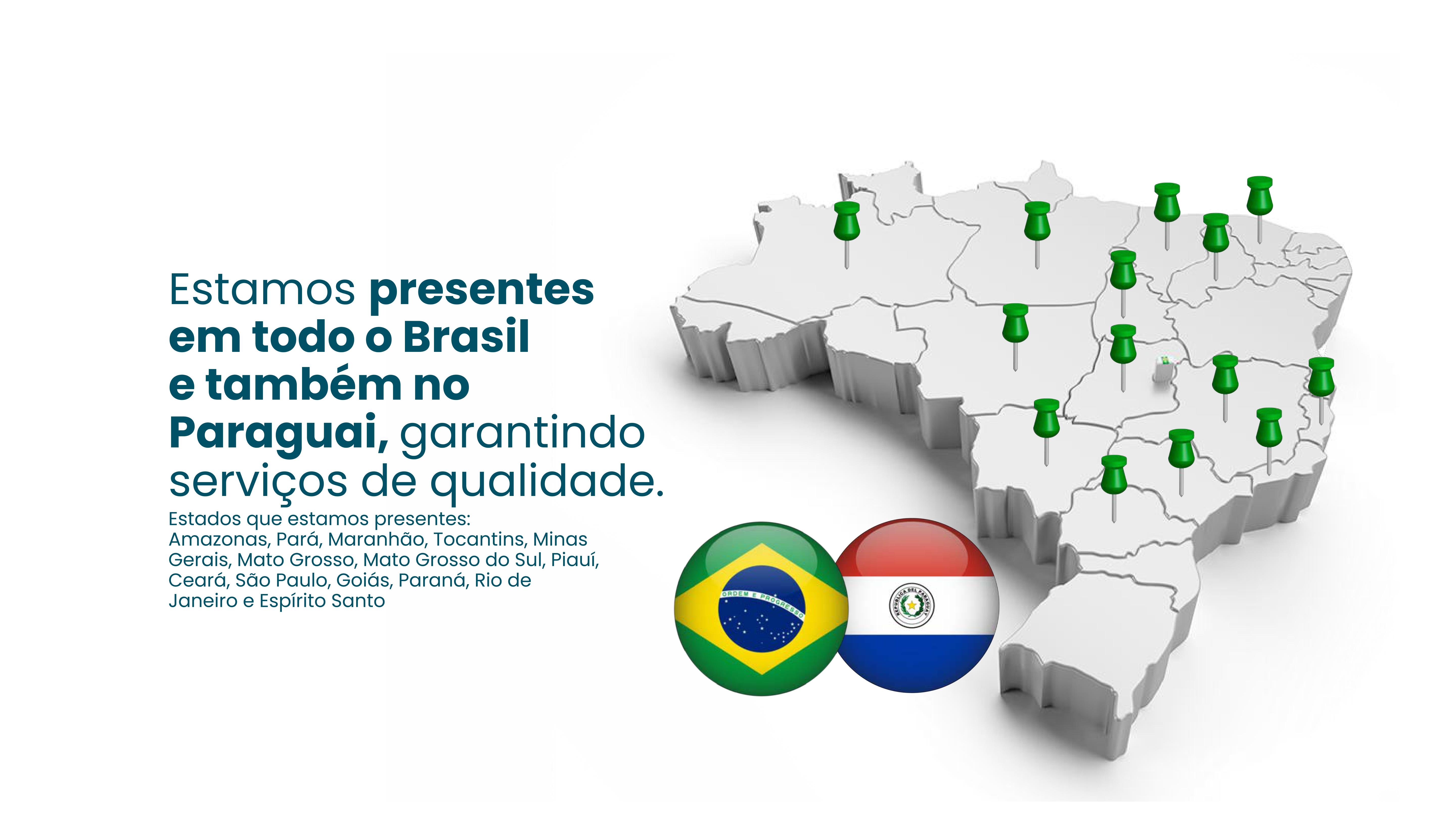 Mapa de atuação Brasil e Paraguai